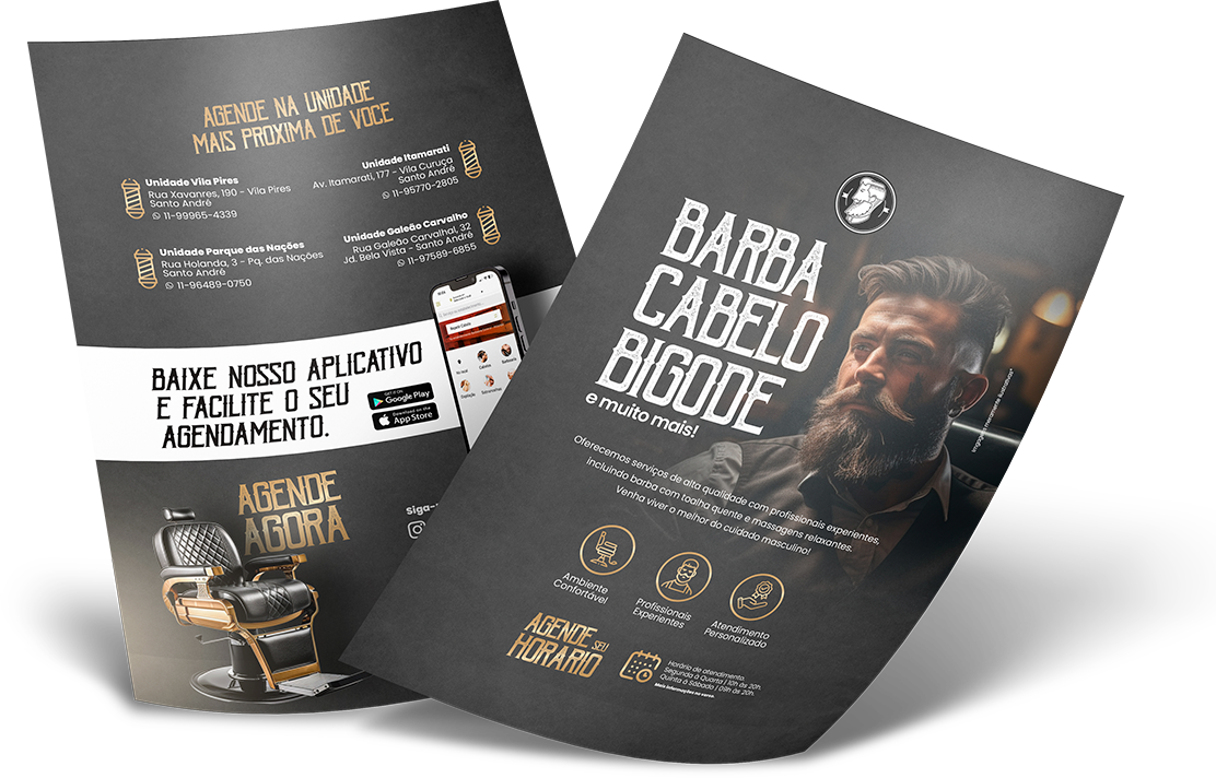 Flyer A5 4x4 frente e verso Barbearia Colonial